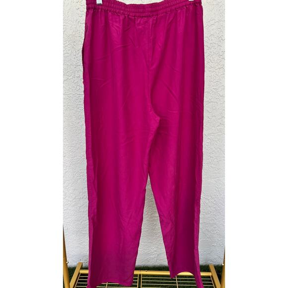 Vintage Silk Sunny Leight 100% Silk Pants - Fuchsia, Size Medium - Picture 6 of 12